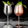 2Pcs Wine Glasses Stainless Steel Metal Wineglass