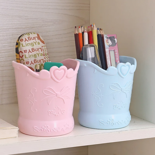 Cute Bow Pen Holder Candy Color Pencil Organizer