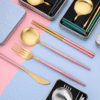 5pcs/set Portable gold Flatware Set
