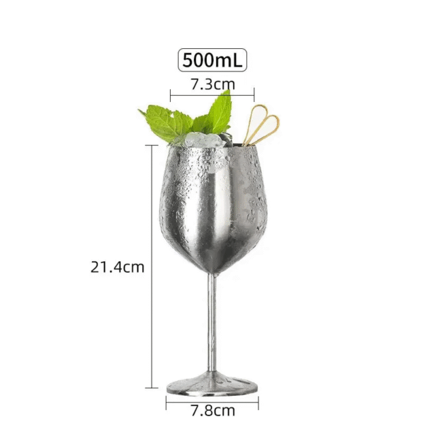 2Pcs Wine Glasses Stainless Steel Metal Wineglass